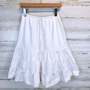 Vintage Y2K Gadzooks White Tiered Skirt Ruffle Boho Cottagecore Aesthetic Small